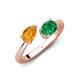 4 - Afra 1.45 ctw Citrine Pear Shape (7x5 mm) & Emerald Oval Shape (7x5 mm) Toi Et Moi Engagement Ring 