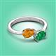 3 - Afra 1.45 ctw Citrine Pear Shape (7x5 mm) & Emerald Oval Shape (7x5 mm) Toi Et Moi Engagement Ring 