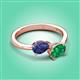 3 - Afra 1.40 ctw Iolite Pear Shape (7x5 mm) & Emerald Oval Shape (7x5 mm) Toi Et Moi Engagement Ring 