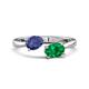 1 - Afra 1.40 ctw Iolite Pear Shape (7x5 mm) & Emerald Oval Shape (7x5 mm) Toi Et Moi Engagement Ring 