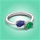 3 - Afra 1.40 ctw Iolite Pear Shape (7x5 mm) & Emerald Oval Shape (7x5 mm) Toi Et Moi Engagement Ring 
