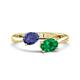 1 - Afra 1.40 ctw Iolite Pear Shape (7x5 mm) & Emerald Oval Shape (7x5 mm) Toi Et Moi Engagement Ring 