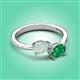 3 - Afra 1.15 ctw Opal Pear Shape (7x5 mm) & Emerald Oval Shape (7x5 mm) Toi Et Moi Engagement Ring 