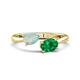 1 - Afra 1.15 ctw Opal Pear Shape (7x5 mm) & Emerald Oval Shape (7x5 mm) Toi Et Moi Engagement Ring 