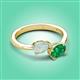 3 - Afra 1.15 ctw Opal Pear Shape (7x5 mm) & Emerald Oval Shape (7x5 mm) Toi Et Moi Engagement Ring 