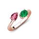 4 - Afra 1.50 ctw Pink Tourmaline Pear Shape (7x5 mm) & Emerald Oval Shape (7x5 mm) Toi Et Moi Engagement Ring 