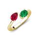 4 - Afra 1.75 ctw Ruby Pear Shape (7x5 mm) & Emerald Oval Shape (7x5 mm) Toi Et Moi Engagement Ring 