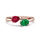 1 - Afra 1.75 ctw Ruby Pear Shape (7x5 mm) & Emerald Oval Shape (7x5 mm) Toi Et Moi Engagement Ring 