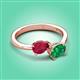 3 - Afra 1.75 ctw Ruby Pear Shape (7x5 mm) & Emerald Oval Shape (7x5 mm) Toi Et Moi Engagement Ring 