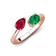 4 - Afra 1.75 ctw Ruby Pear Shape (7x5 mm) & Emerald Oval Shape (7x5 mm) Toi Et Moi Engagement Ring 