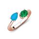 4 - Afra 1.70 ctw Blue Sapphire Pear Shape (7x5 mm) & Emerald Oval Shape (7x5 mm) Toi Et Moi Engagement Ring 