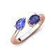 4 - Afra 1.42 ctw Tanzanite Pear Shape (7x5 mm) & Iolite Oval Shape (7x5 mm) Toi Et Moi Engagement Ring 