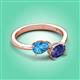 3 - Afra 1.52 ctw Blue Topaz Pear Shape (7x5 mm) & Iolite Oval Shape (7x5 mm) Toi Et Moi Engagement Ring 