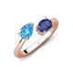 4 - Afra 1.52 ctw Blue Topaz Pear Shape (7x5 mm) & Iolite Oval Shape (7x5 mm) Toi Et Moi Engagement Ring 