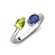 4 - Afra 1.47 ctw Peridot Pear Shape (7x5 mm) & Iolite Oval Shape (7x5 mm) Toi Et Moi Engagement Ring 