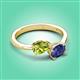 3 - Afra 1.47 ctw Peridot Pear Shape (7x5 mm) & Iolite Oval Shape (7x5 mm) Toi Et Moi Engagement Ring 