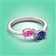 3 - Afra 1.57 ctw Pink Sapphire Pear Shape (7x5 mm) & Iolite Oval Shape (7x5 mm) Toi Et Moi Engagement Ring 