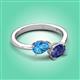 3 - Afra 1.52 ctw Blue Topaz Pear Shape (7x5 mm) & Iolite Oval Shape (7x5 mm) Toi Et Moi Engagement Ring 