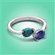3 - Afra 1.52 ctw London Blue Topaz Pear Shape (7x5 mm) & Iolite Oval Shape (7x5 mm) Toi Et Moi Engagement Ring 
