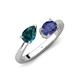 4 - Afra 1.52 ctw London Blue Topaz Pear Shape (7x5 mm) & Iolite Oval Shape (7x5 mm) Toi Et Moi Engagement Ring 