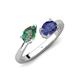 4 - Afra 1.53 ctw Lab Created Alexandrite Pear Shape (7x5 mm) & Iolite Oval Shape (7x5 mm) Toi Et Moi Engagement Ring 