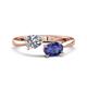 1 - Afra 1.52 ctw Moissanite Pear Shape (7x5 mm) & Iolite Oval Shape (7x5 mm) Toi Et Moi Engagement Ring 