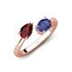 4 - Afra 1.57 ctw Red Garnet Pear Shape (7x5 mm) & Iolite Oval Shape (7x5 mm) Toi Et Moi Engagement Ring 