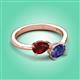 3 - Afra 1.57 ctw Red Garnet Pear Shape (7x5 mm) & Iolite Oval Shape (7x5 mm) Toi Et Moi Engagement Ring 