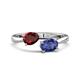 1 - Afra 1.57 ctw Red Garnet Pear Shape (7x5 mm) & Iolite Oval Shape (7x5 mm) Toi Et Moi Engagement Ring 
