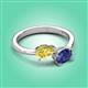 3 - Afra 1.57 ctw Yellow Sapphire Pear Shape (7x5 mm) & Iolite Oval Shape (7x5 mm) Toi Et Moi Engagement Ring 