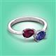3 - Afra 1.57 ctw Rhodolite Garnet Pear Shape (7x5 mm) & Iolite Oval Shape (7x5 mm) Toi Et Moi Engagement Ring 