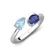 4 - Afra 1.27 ctw Aquamarine Pear Shape (7x5 mm) & Iolite Oval Shape (7x5 mm) Toi Et Moi Engagement Ring 