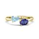 1 - Afra 1.27 ctw Aquamarine Pear Shape (7x5 mm) & Iolite Oval Shape (7x5 mm) Toi Et Moi Engagement Ring 