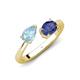 4 - Afra 1.27 ctw Aquamarine Pear Shape (7x5 mm) & Iolite Oval Shape (7x5 mm) Toi Et Moi Engagement Ring 