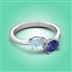 3 - Afra 1.27 ctw Aquamarine Pear Shape (7x5 mm) & Iolite Oval Shape (7x5 mm) Toi Et Moi Engagement Ring 