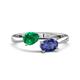 1 - Afra 1.47 ctw Emerald Pear Shape (7x5 mm) & Iolite Oval Shape (7x5 mm) Toi Et Moi Engagement Ring 
