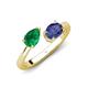 4 - Afra 1.47 ctw Emerald Pear Shape (7x5 mm) & Iolite Oval Shape (7x5 mm) Toi Et Moi Engagement Ring 