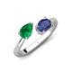 4 - Afra 1.47 ctw Emerald Pear Shape (7x5 mm) & Iolite Oval Shape (7x5 mm) Toi Et Moi Engagement Ring 