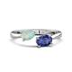 1 - Afra 1.02 ctw Opal Pear Shape (7x5 mm) & Iolite Oval Shape (7x5 mm) Toi Et Moi Engagement Ring 