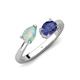 4 - Afra 1.02 ctw Opal Pear Shape (7x5 mm) & Iolite Oval Shape (7x5 mm) Toi Et Moi Engagement Ring 