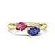 1 - Afra 1.37 ctw Pink Tourmaline Pear Shape (7x5 mm) & Iolite Oval Shape (7x5 mm) Toi Et Moi Engagement Ring 