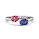 1 - Afra 1.37 ctw Pink Tourmaline Pear Shape (7x5 mm) & Iolite Oval Shape (7x5 mm) Toi Et Moi Engagement Ring 