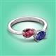 3 - Afra 1.37 ctw Pink Tourmaline Pear Shape (7x5 mm) & Iolite Oval Shape (7x5 mm) Toi Et Moi Engagement Ring 
