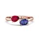 1 - Afra 1.62 ctw Ruby Pear Shape (7x5 mm) & Iolite Oval Shape (7x5 mm) Toi Et Moi Engagement Ring 