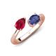 4 - Afra 1.62 ctw Ruby Pear Shape (7x5 mm) & Iolite Oval Shape (7x5 mm) Toi Et Moi Engagement Ring 