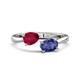 1 - Afra 1.62 ctw Ruby Pear Shape (7x5 mm) & Iolite Oval Shape (7x5 mm) Toi Et Moi Engagement Ring 