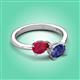 3 - Afra 1.62 ctw Ruby Pear Shape (7x5 mm) & Iolite Oval Shape (7x5 mm) Toi Et Moi Engagement Ring 