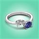 3 - Afra 1.57 ctw White Sapphire Pear Shape (7x5 mm) & Iolite Oval Shape (7x5 mm) Toi Et Moi Engagement Ring 
