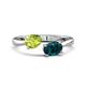 1 - Afra 1.80 ctw Peridot Pear Shape (7x5 mm) & London Blue Topaz Oval Shape (7x5 mm) Toi Et Moi Engagement Ring 