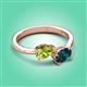 3 - Afra 1.80 ctw Peridot Pear Shape (7x5 mm) & London Blue Topaz Oval Shape (7x5 mm) Toi Et Moi Engagement Ring 